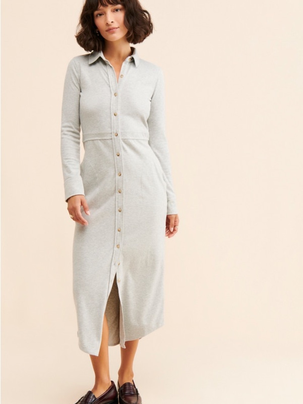 Faherty Light Gray Legend Maxi Midi Sweater Dress - Sz Small - Coastal Fall Cozy